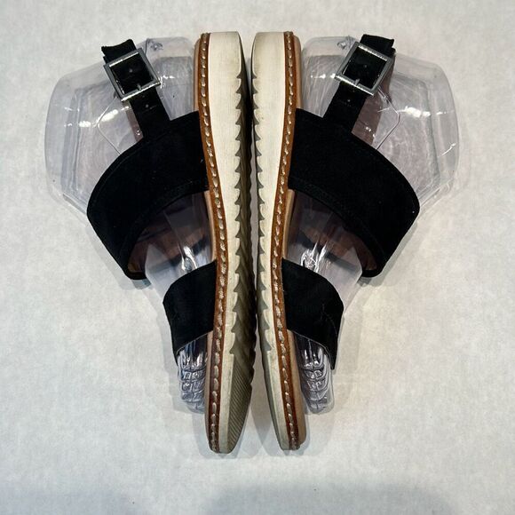 Caslon Black Suede Leather Claire Slingback Sandals Womens Sz 6 Adjustable Buckl - Picture 6 of 9